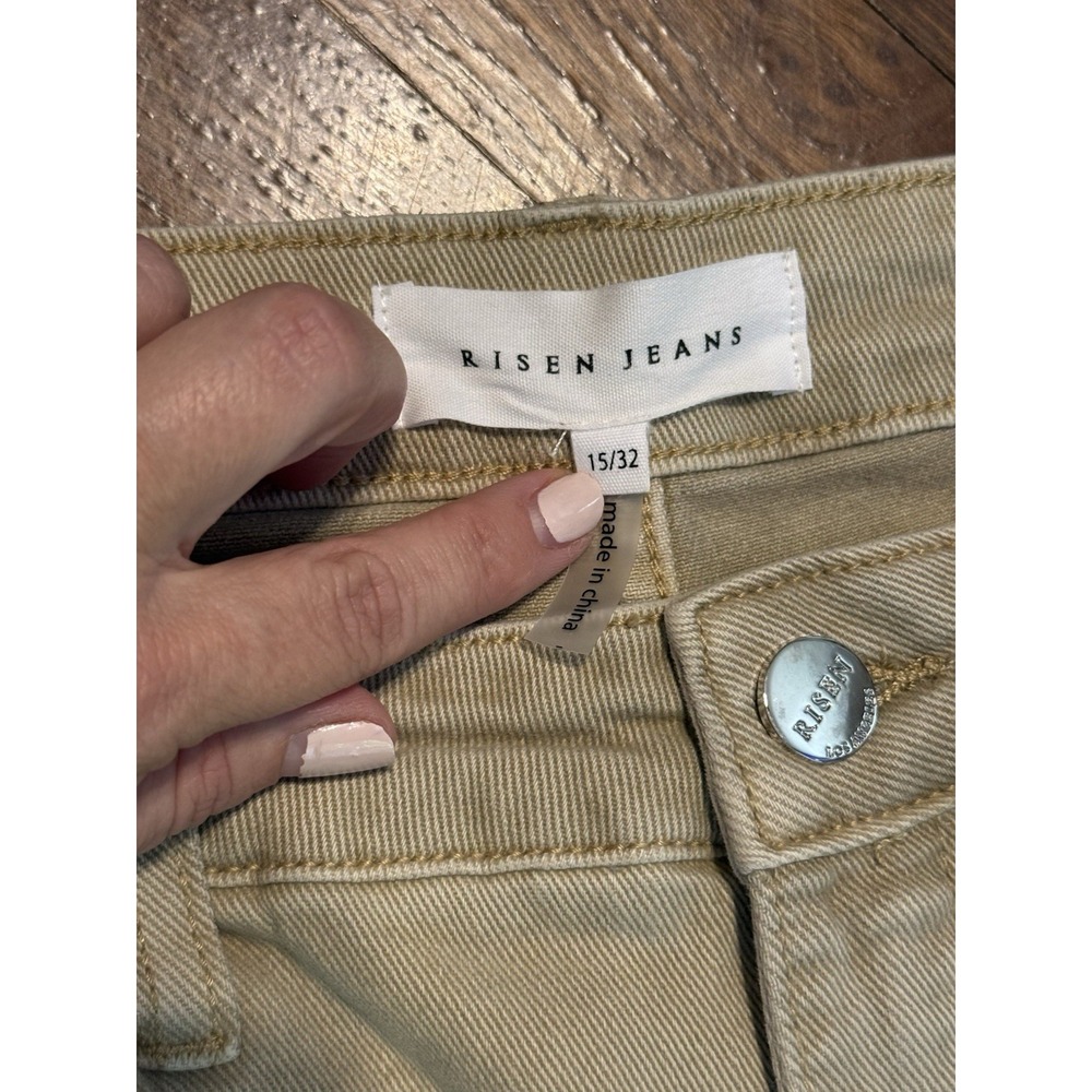 Risen Jeans High Waisted Wide Leg Cargo Pocket Jeans in Khaki Size 15 NEW - Picture 6 of 8